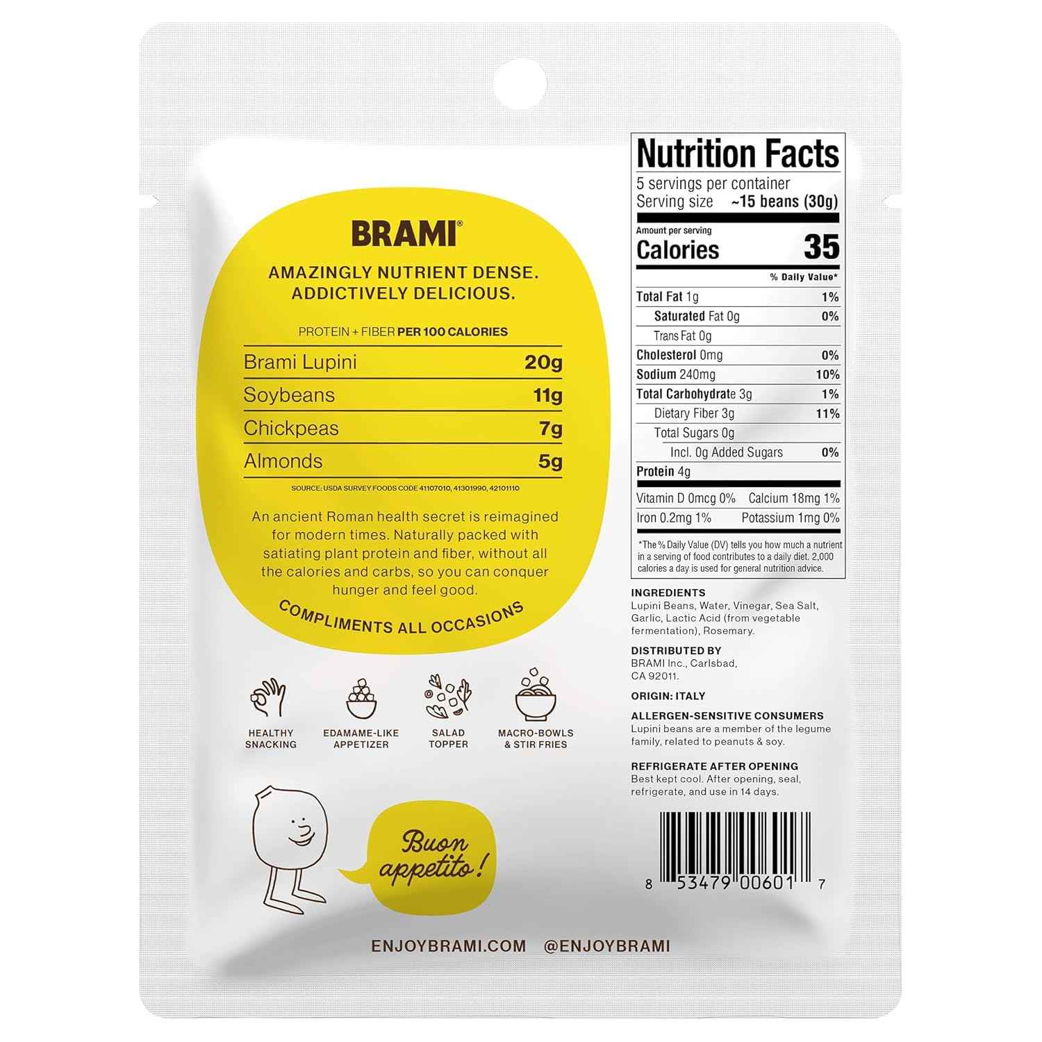 BRAMI Garlic & Rosemary Lupini – Calm Self-Care Snack for Plant-Based Wellness Routines