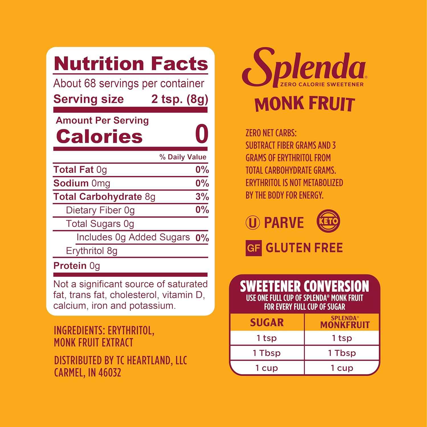 SPLENDA Monk Fruit Zero Calorie Sweetener – Quick Sweetening Solution for Office Breakrooms and Home Coffee Stations
