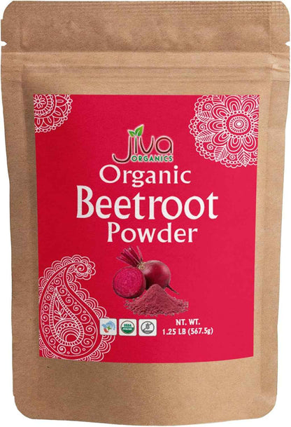 Jiva Organics Beet Root Powder 1.25 LB – Pure Organic Superfood for Daily Smoothies and Morning Wellness Rituals
