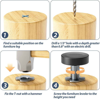 MROCO Furniture Leveling Feet – Tip-Over Prevention for Cabinets and Tall Dressers, Child-Safe Floor Levelers
