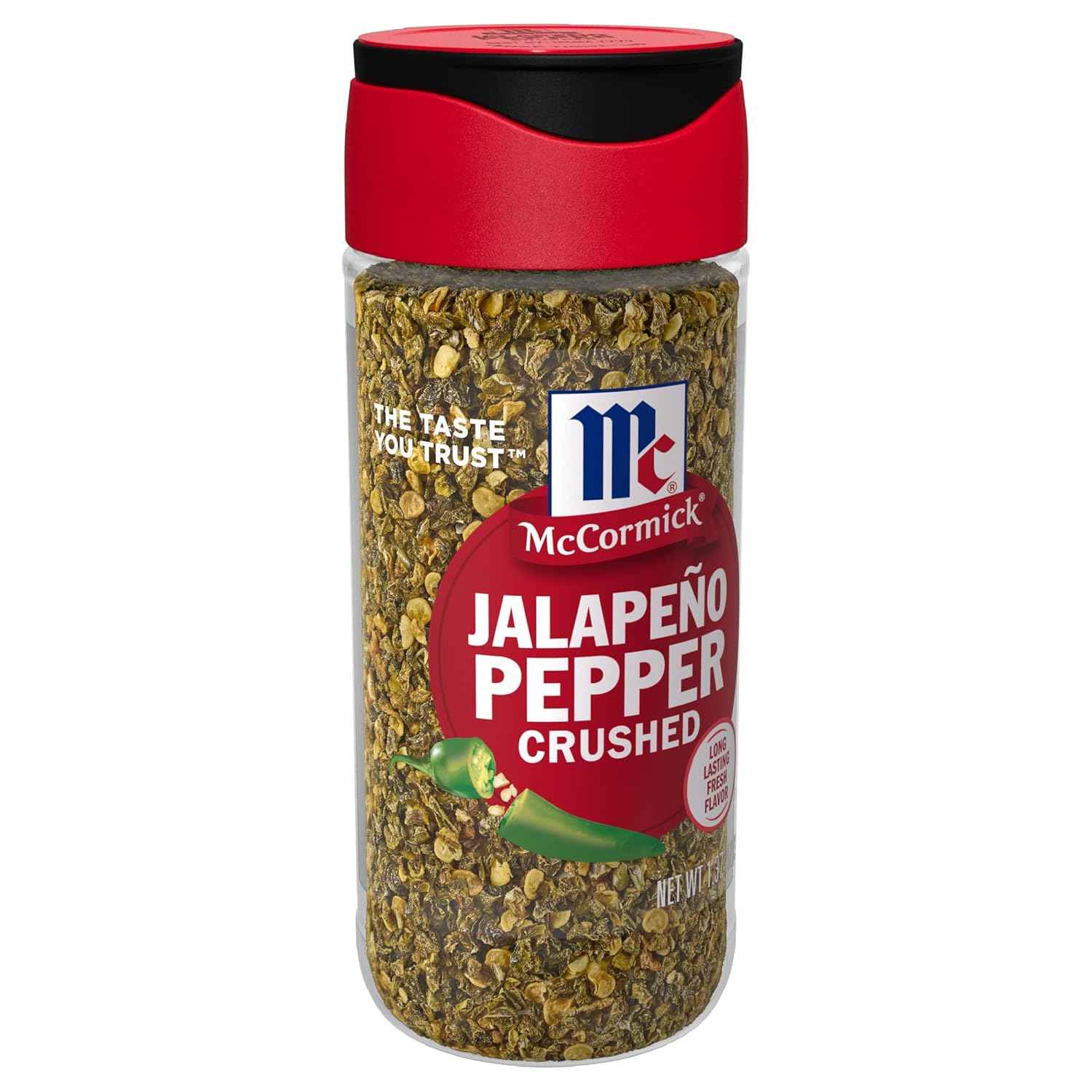 McCormick Crushed Jalapeño Pepper, 1.37 oz — Portable Spice for Patio Grilling and Outdoor Taco Bars, SnapTight Shaker