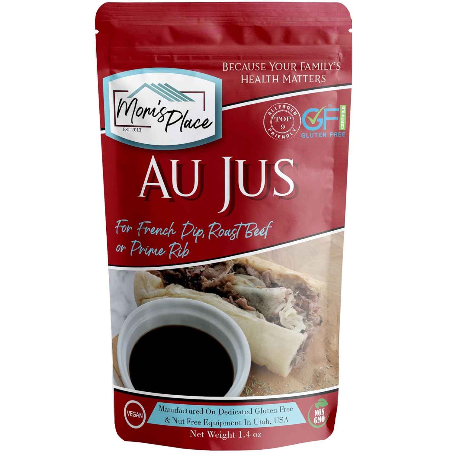 Mom's Place Gluten-Free Au Jus Mix – Clean-Ingredient Comfort Food for Restorative Family Meals, Vegan