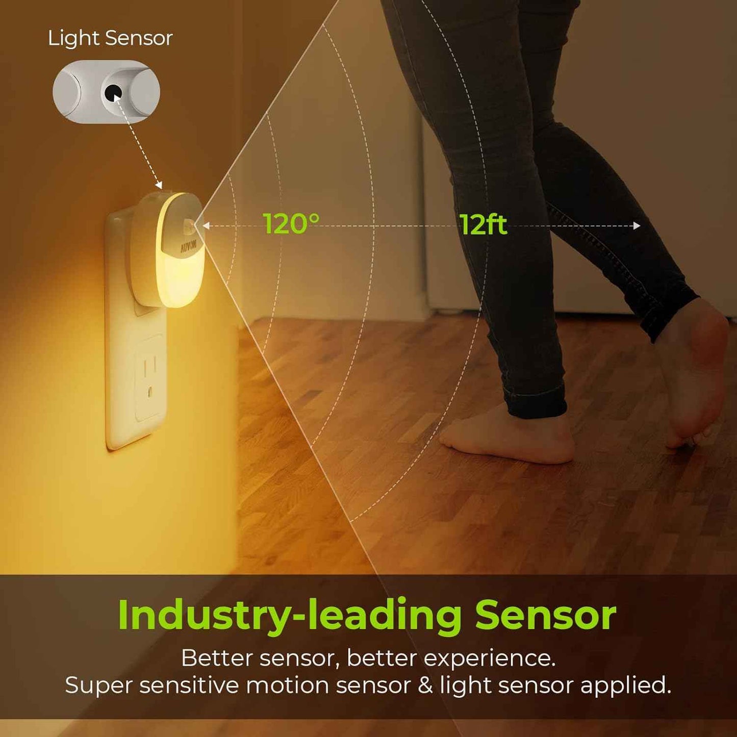 AUVON Dusk to Dawn Night Light – Smoke Free, Flame Free Nighttime Path Lighting for Seniors Aging in Place
