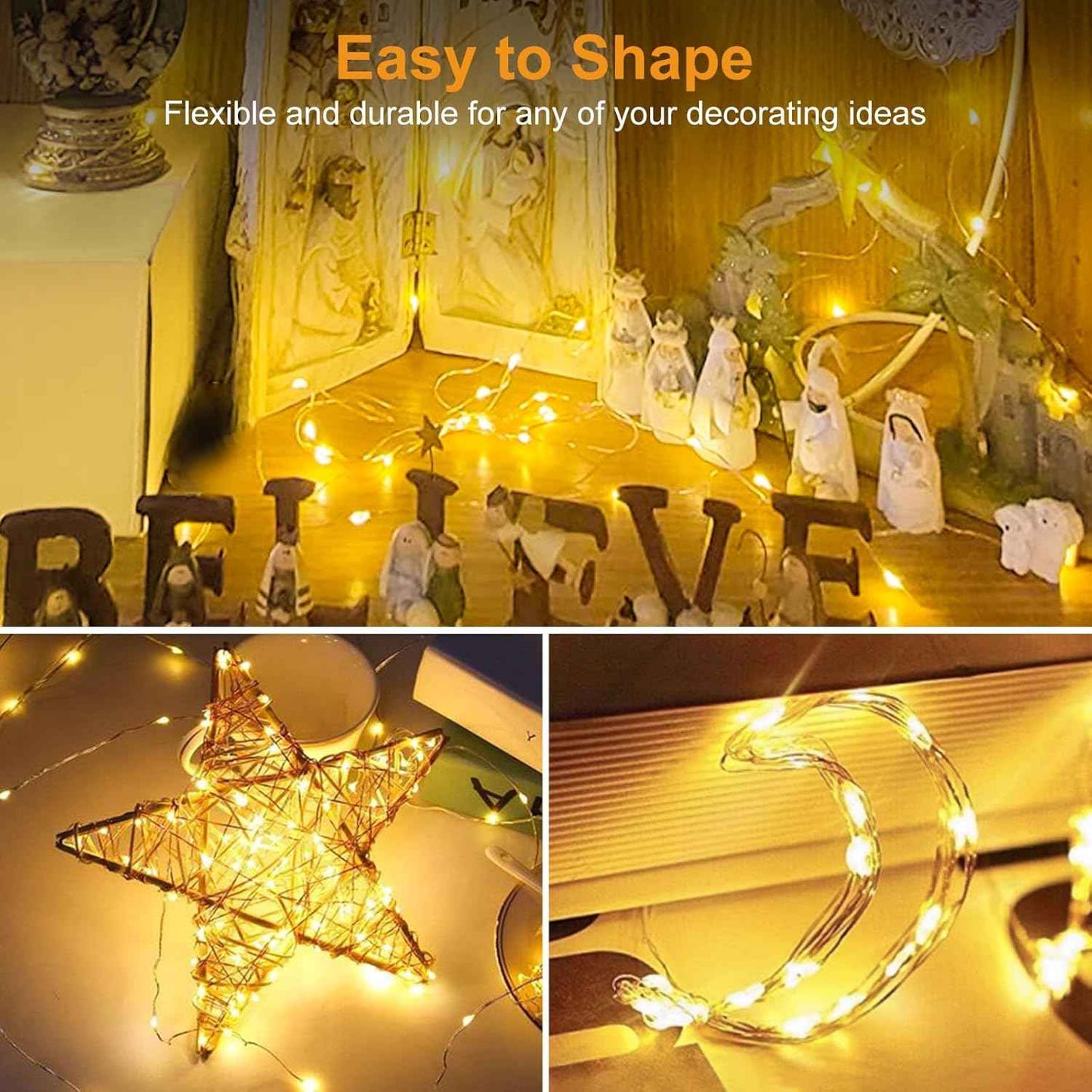 btfarm Fairy Lights 30 Pack Battery Powered – Mini Silver Wire LED String Lights for Vase Wrapping, Mantel Styling, and Home Ambiance, Warm White