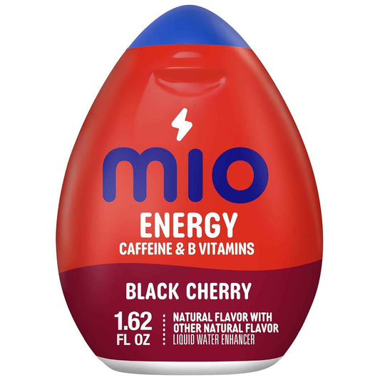 mio Energy Black Cherry Water Enhancer for Road Trips and Carry-On Travel, Compact 1.62 fl oz Squeeze Bottle, 90 mg Caffeine