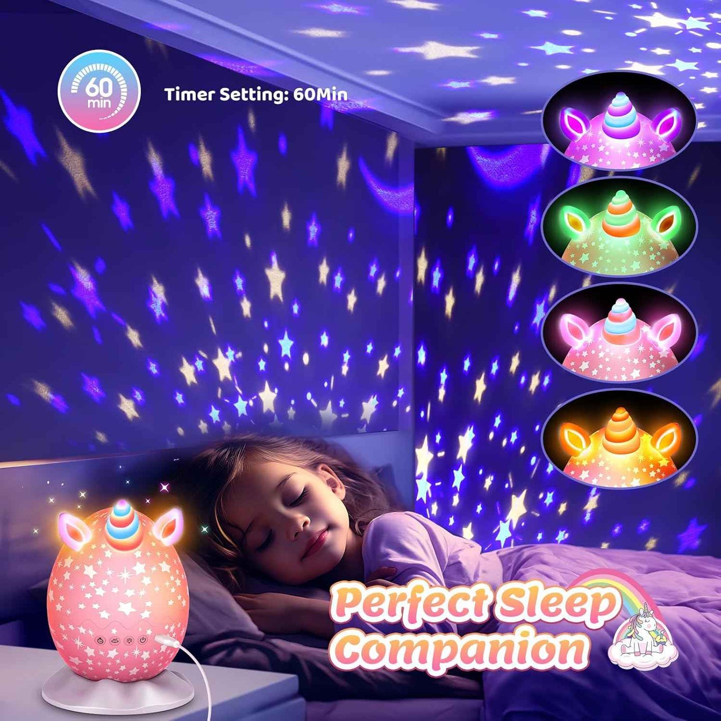 Calming Night Light for Kids Bedtime Routine – 3-in-1 Star Projector Lamp for Sensory Wind Down