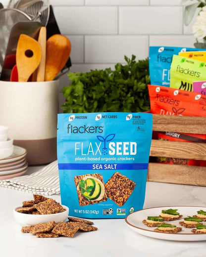 Flackers Organic Rosemary Flaxseed Crackers – Mindful Keto Snack for Clean Eating Rituals