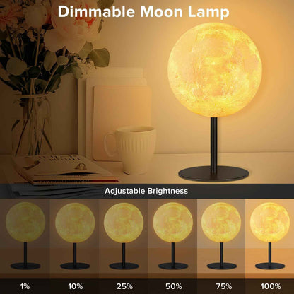 Ehobroc Moon Lamp – Modern Bedroom Decor Accent, Textured Lunar Table Lamp with Metal Base