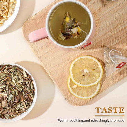 FullChea Lemon Ginger Tea Bags – Caffeine-Free Herbal Digestion Support for Evening Wind-Down Rituals