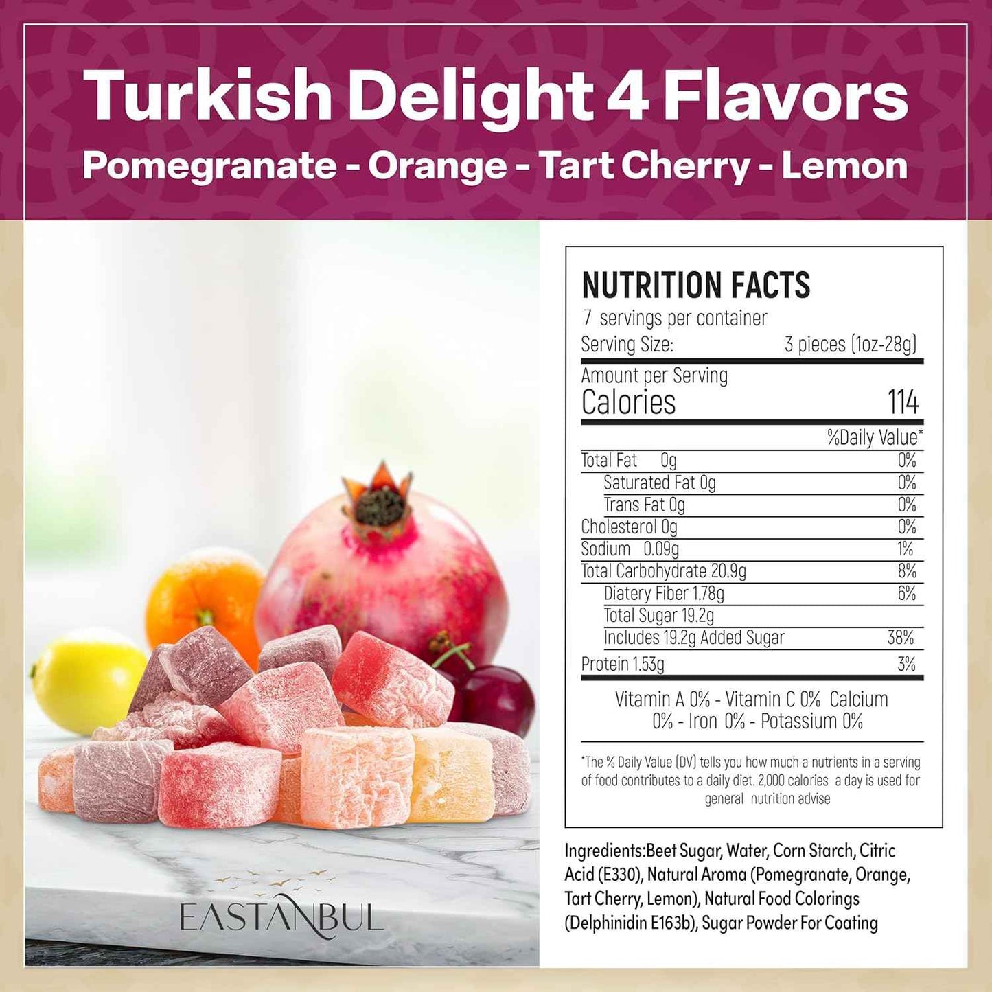 Eastanbul Turkish Delight Candy, Sealed Travel-Tub Sweet for Picnics, Patio Dining, and Camping Treats