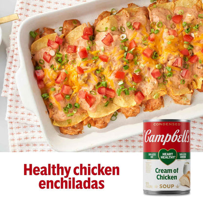 Campbell's Condensed Heart Healthy Cream of Chicken Soup, Bulk Heart Healthy Pantry Stock for Family of 5