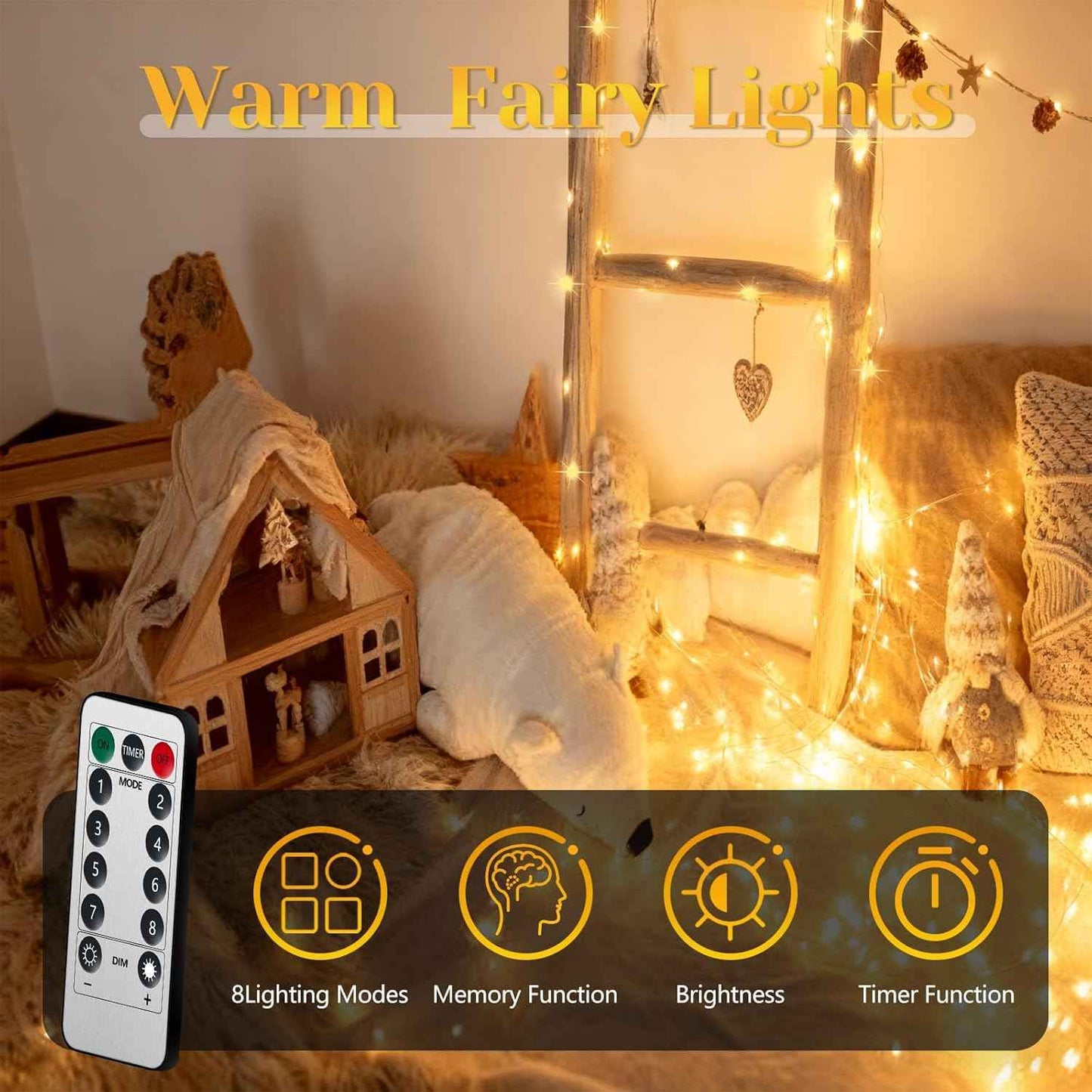 LumBliss Fairy Lights – Clean Design Bedroom Accent, 67Ft Neutral Warm White String Lights for Intentional Living Spaces