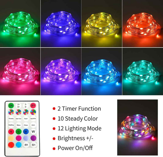 Fairy Lights Clean Design – Uncluttered Bedroom String Lights, Single Strand 16.4ft Battery Operated with Remote