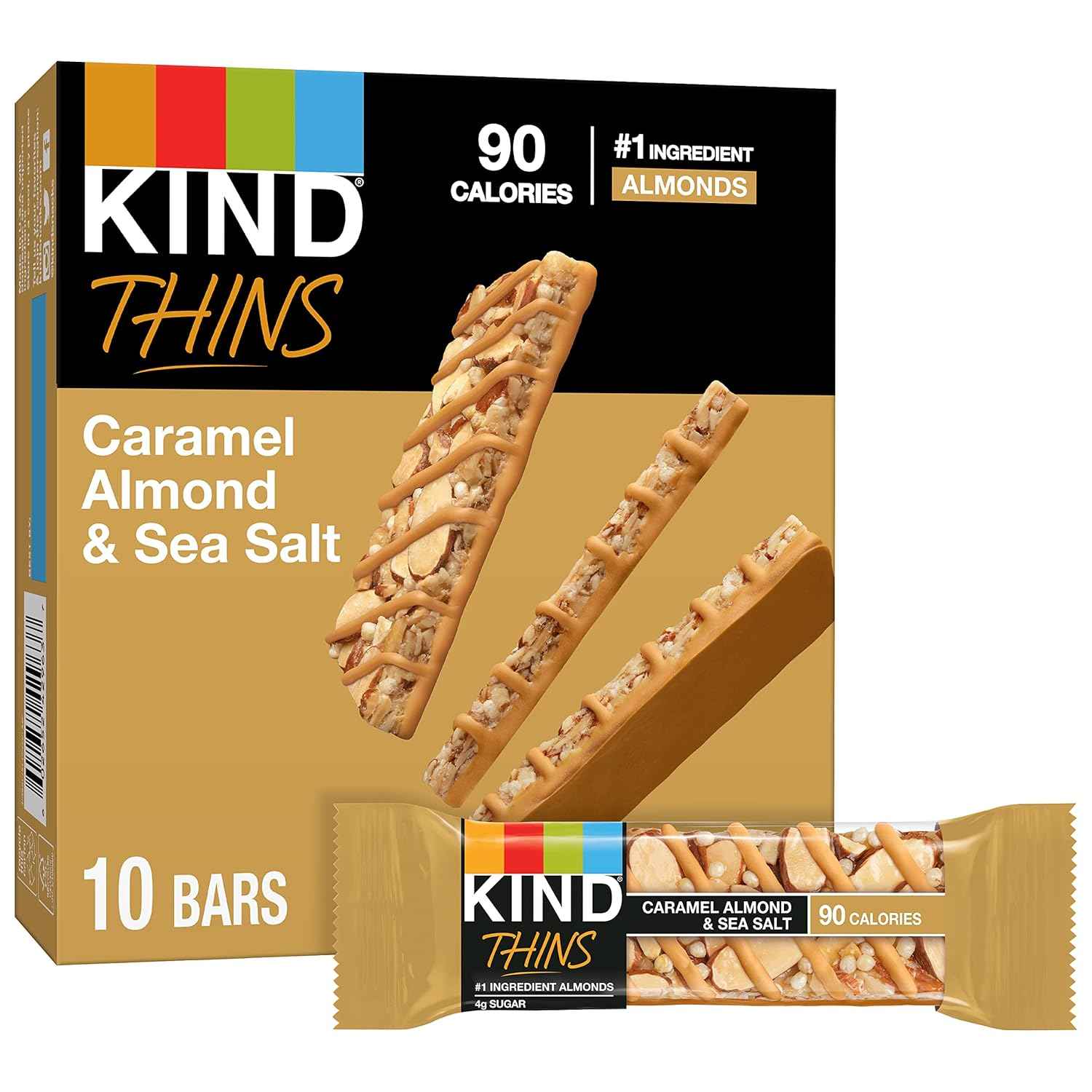 KIND THINS Caramel Almond & Sea Salt – 100-Calorie Desk Snack for Focused Workdays and Study Sessions