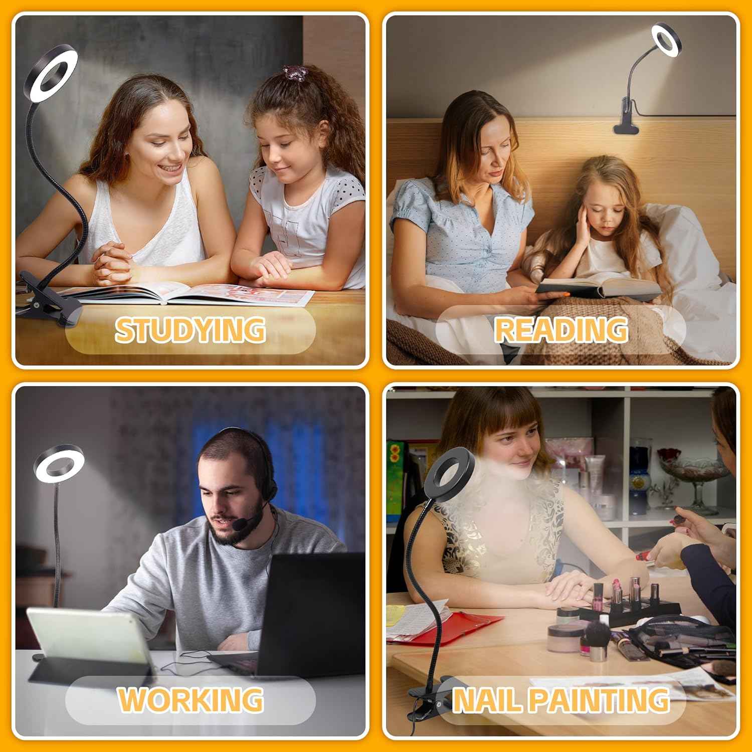 Foneso Clip-On LED Lamp for Kids Study Desk – Cool White Eye-Protection Light for Homework, Stays Cool to the Touch All Night