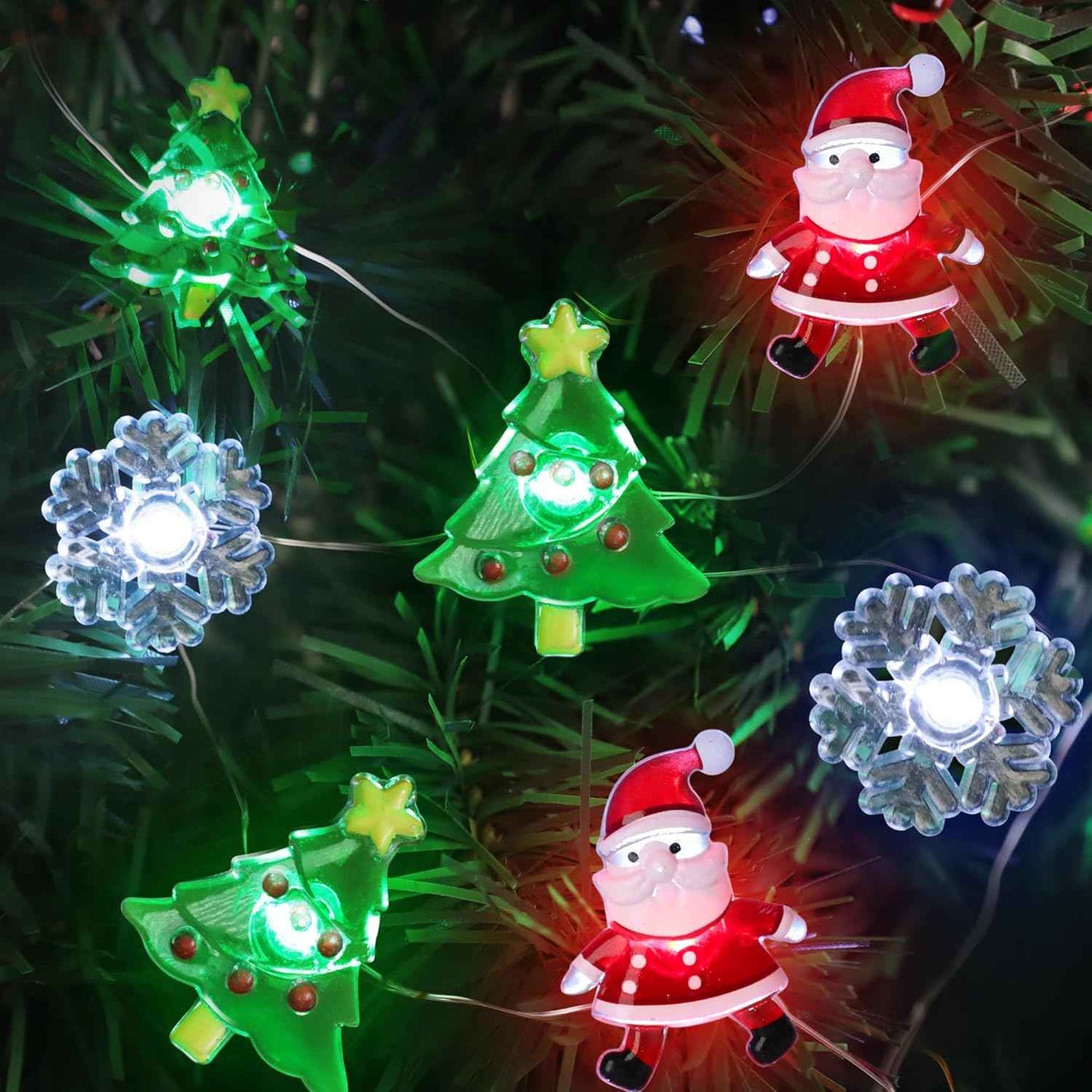 [BRAND] Kids Room Christmas String Lights with Santa Snowflake Shapes – Safe, Cool, and Timer-Controlled Night Light