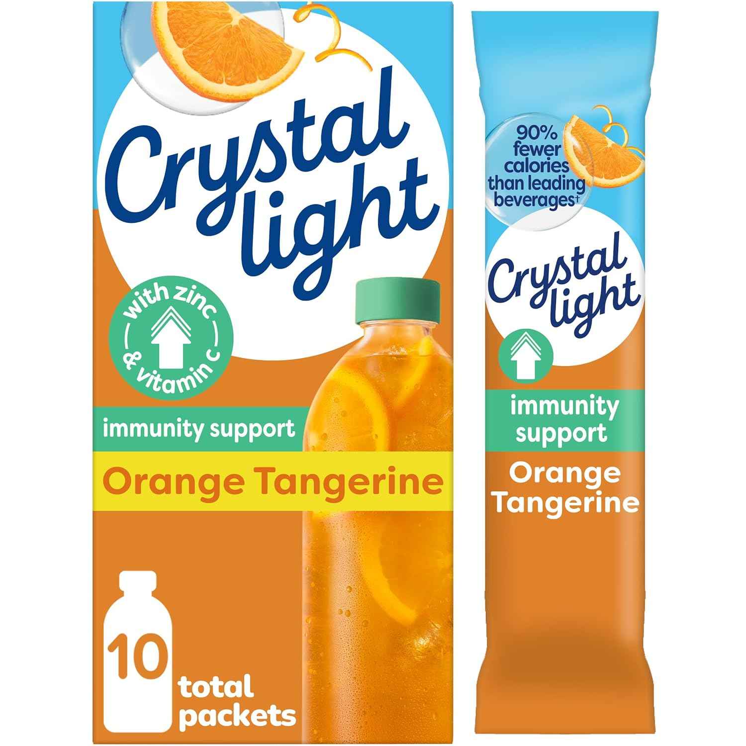 Crystal Light Immunity Support Powdered Drink Mix – Mindful Hydration Habit for the Kitchen Counter, Probiotic-Infused Orange Tangerine Wellness Boost