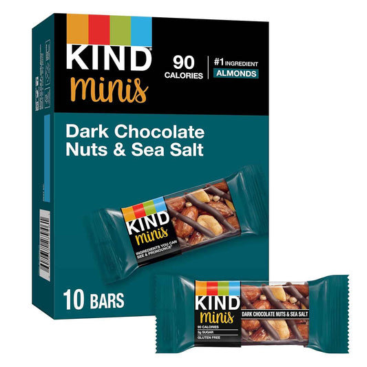 KIND Minis Dark Chocolate Nuts & Sea Salt – Office Drawer Snack for Busy Workday Focus