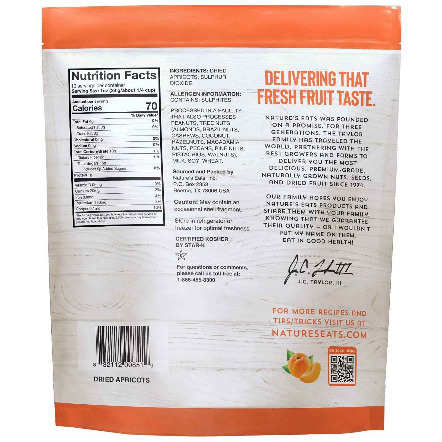 Nature's Eats Dried Apricots – Lightweight Trail Mix Ingredient for Backpacking, 10 oz