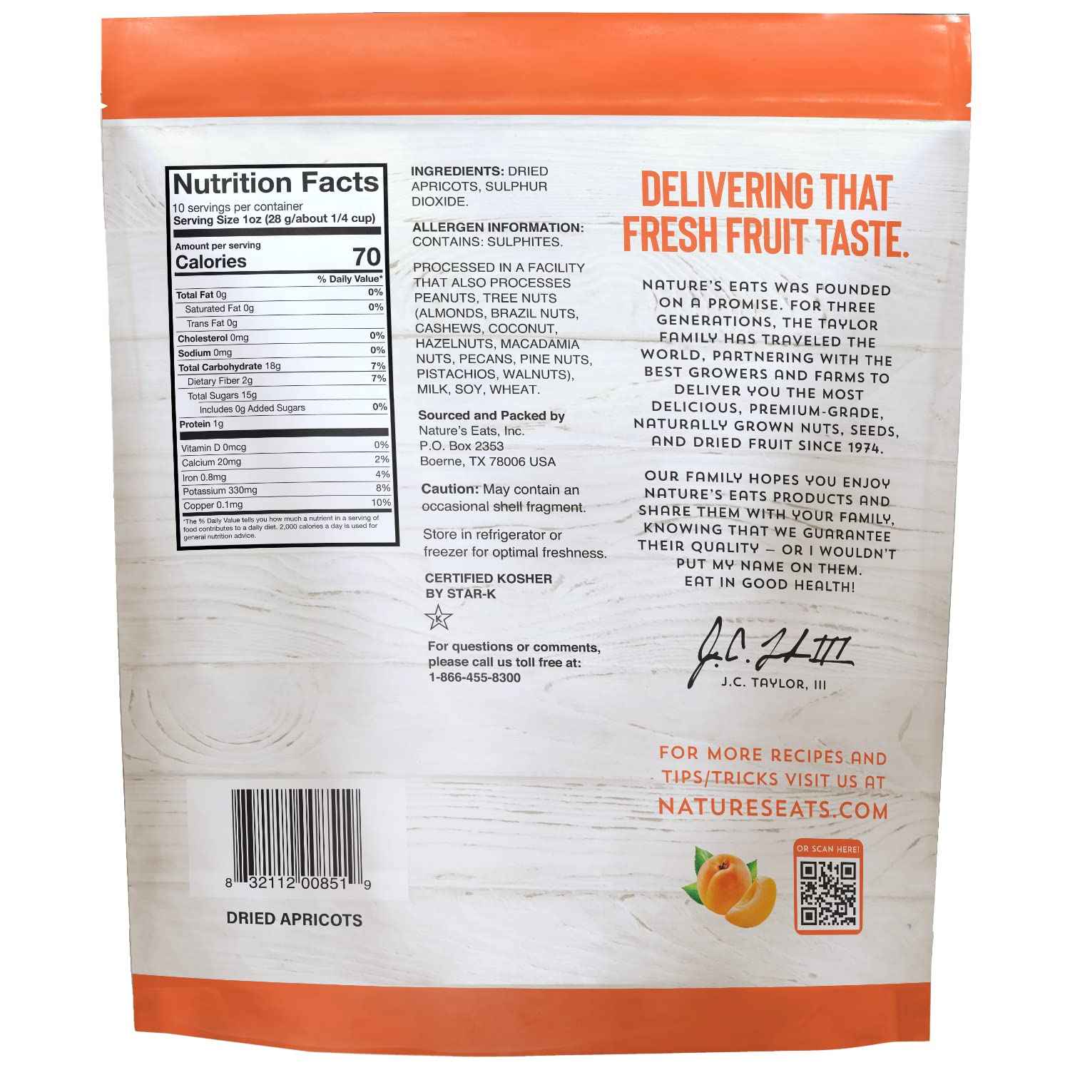 Nature's Eats Dried Apricots – Lightweight Trail Mix Ingredient for Backpacking, 10 oz