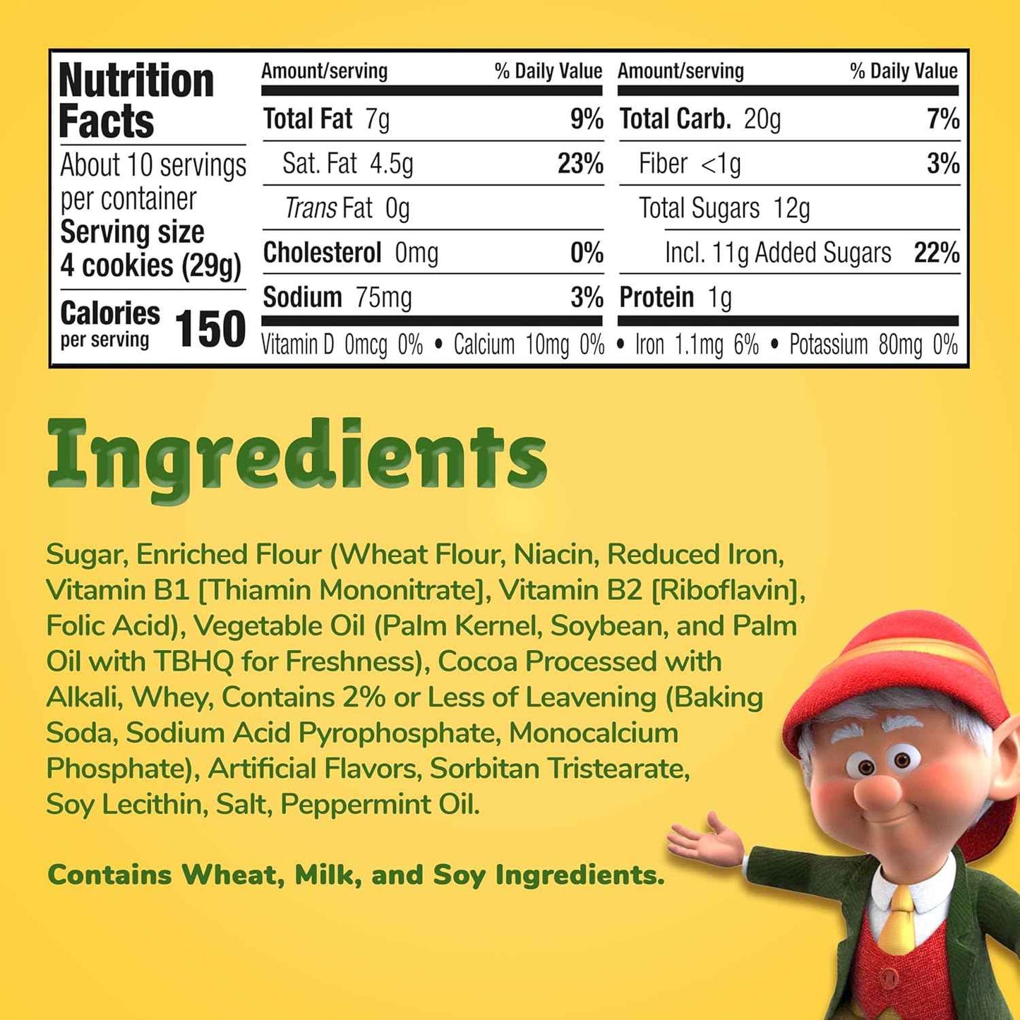 Keebler Grasshopper Mint Cookies - Portable Snack for Camping Trips and Road Travel, 10 Oz Pack of 1