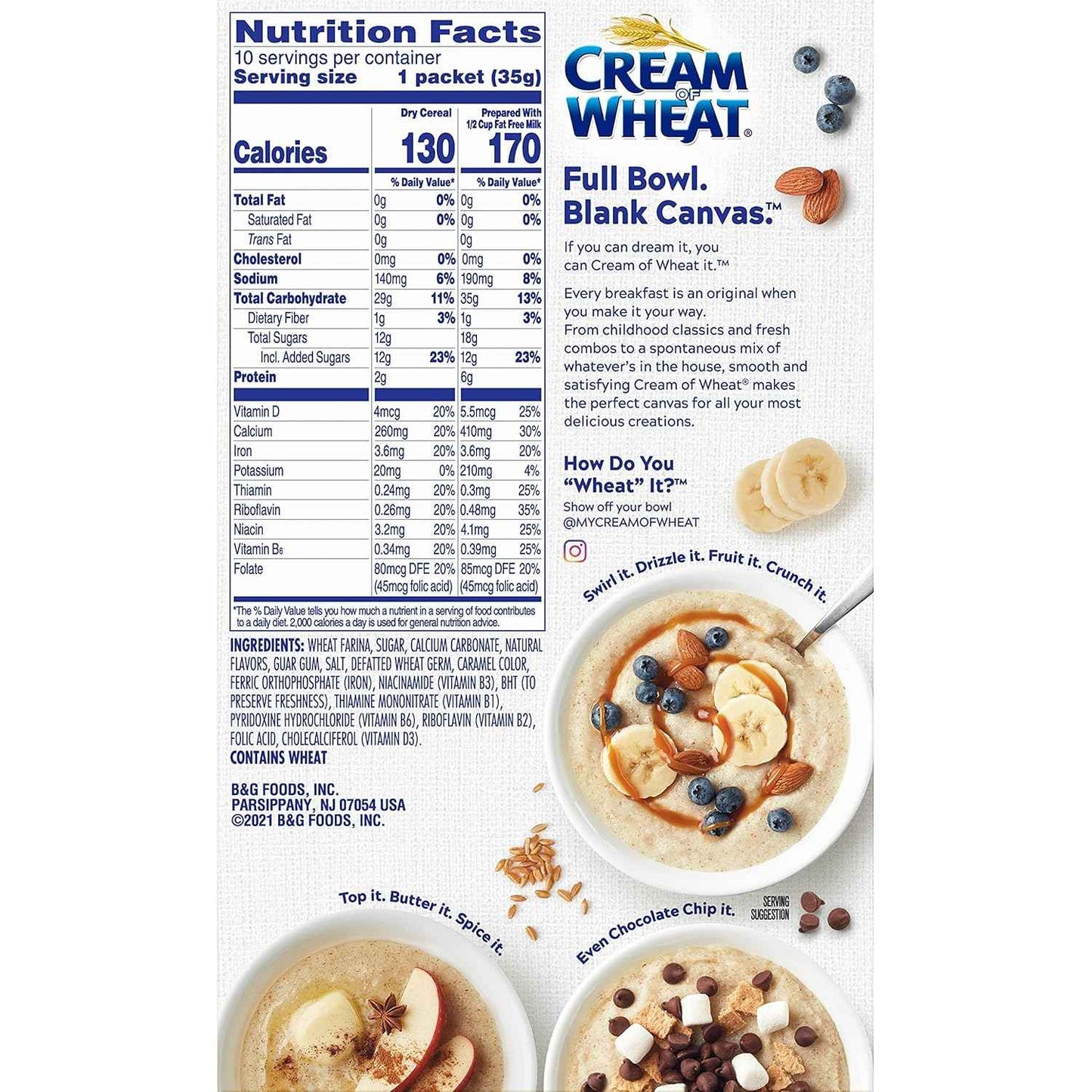 Cream of Wheat Instant Hot Cereal, Bananas and Cream – Lightweight Camp and Road-Trip Breakfast, 10 Travel Packets