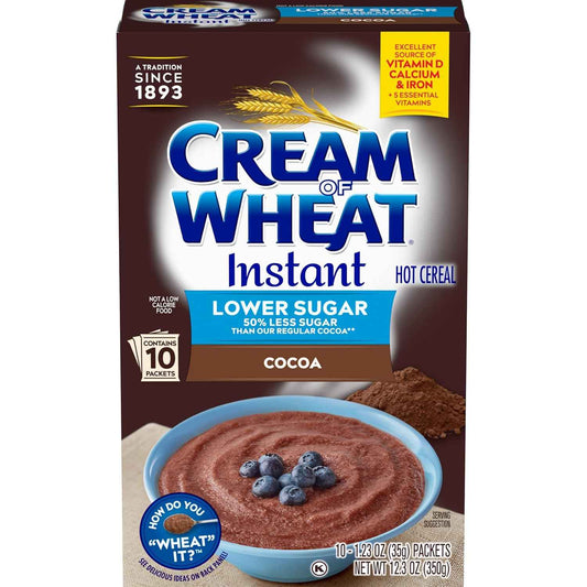 Cream of Wheat Instant Cocoa Cereal – Simple Lower Sugar Breakfast with Clean Ingredients, 10 Single-Serve Packets