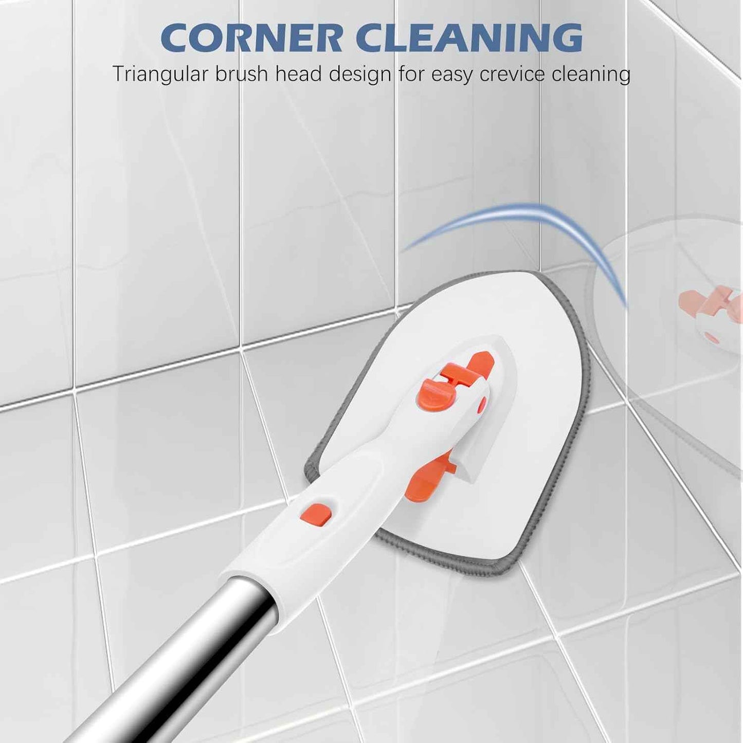 SetSail Floor Scrub Brush – Designer-Color Cleaner in Orange Gray White, Matches Modern Bathroom Aesthetic