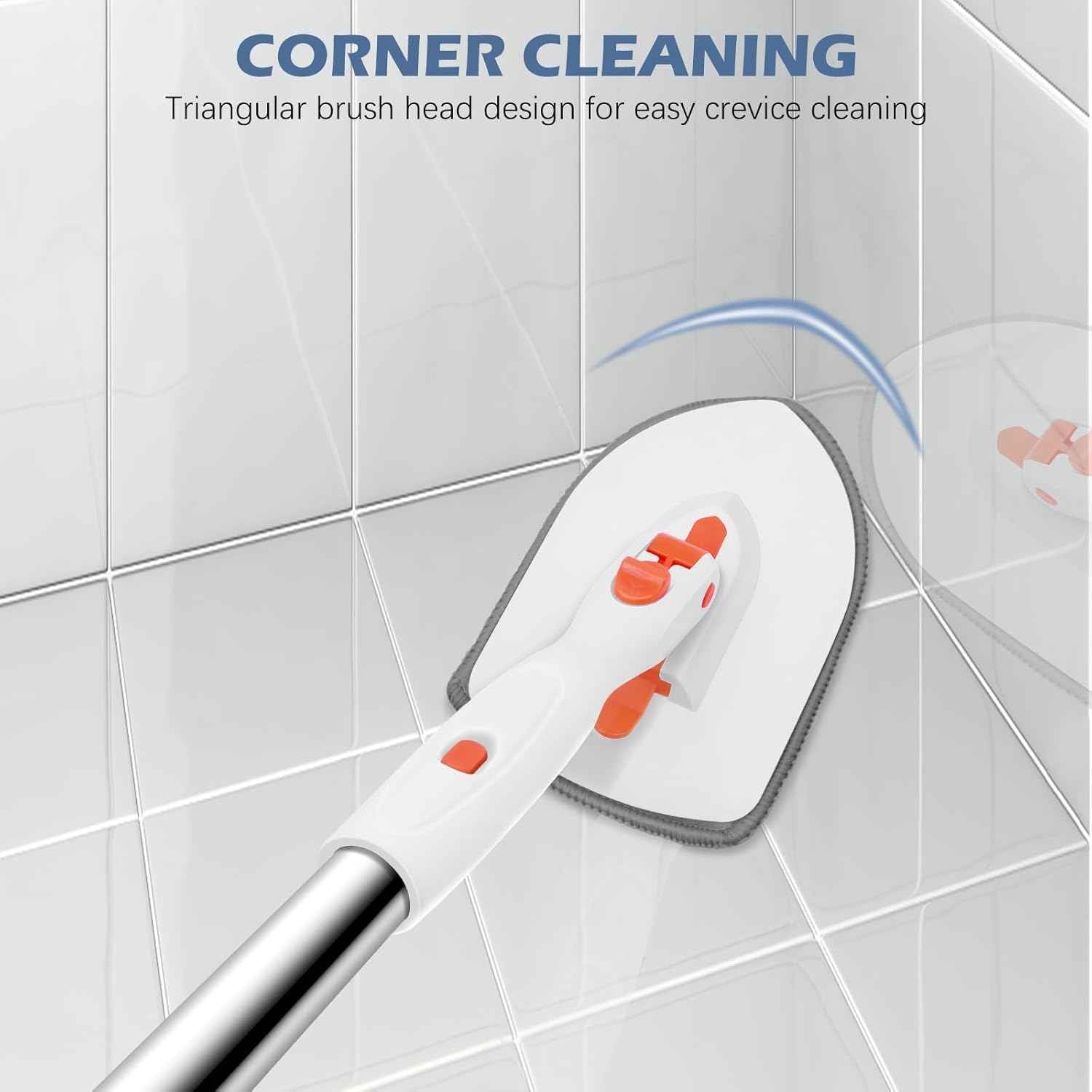 SetSail Floor Scrub Brush – Designer-Color Cleaner in Orange Gray White, Matches Modern Bathroom Aesthetic