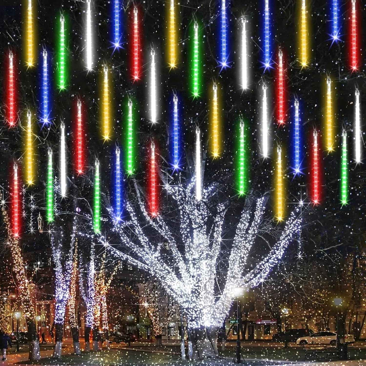 Joomer Meteor Shower Lights – Cozy Bedroom & Living Room Decor, 240 LED Falling Snow Effect with Warm White Glow