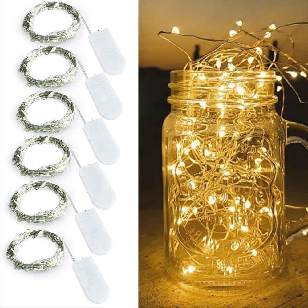 Luminara Minimalist Fairy Lights - 3.3ft 10 LED Slim Silver Wire Battery String Lights for Clean, Uncluttered Home Styling, Warm White and Cool White Options