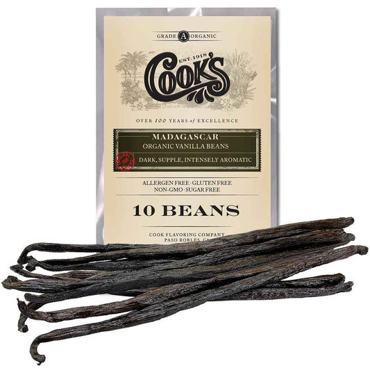 Cook's Premium Organic Madagascar Vanilla Beans – Gourmet Ingredient for Upscale Dessert and Pastry Creations