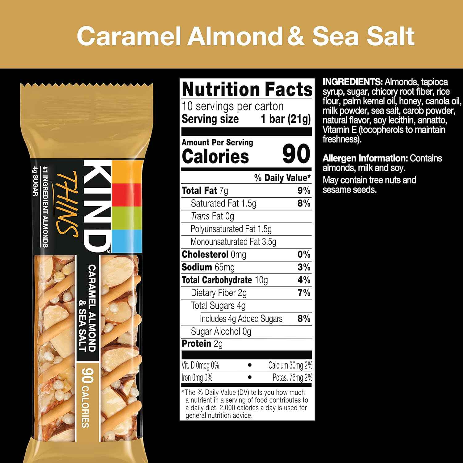 KIND THINS Caramel Almond & Sea Salt – 100-Calorie Desk Snack for Focused Workdays and Study Sessions