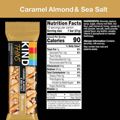 KIND THINS Caramel Almond & Sea Salt – 100-Calorie Desk Snack for Focused Workdays and Study Sessions