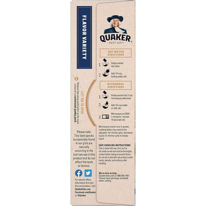 Quaker Instant Grits Variety Pack – Shelf-Stable Camp Breakfast with Just Hot Water, 10 Single-Serve Packets