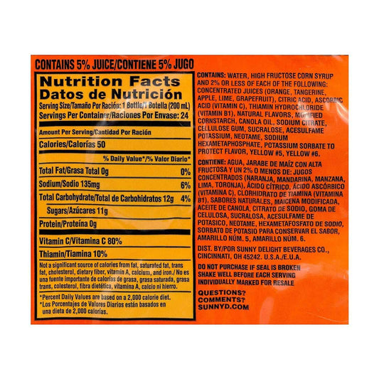 Sunny D Tangy Original Citrus Punch – Fun Nostalgic Gift Pack for the OJ Lover in Your Life, 24-Pack