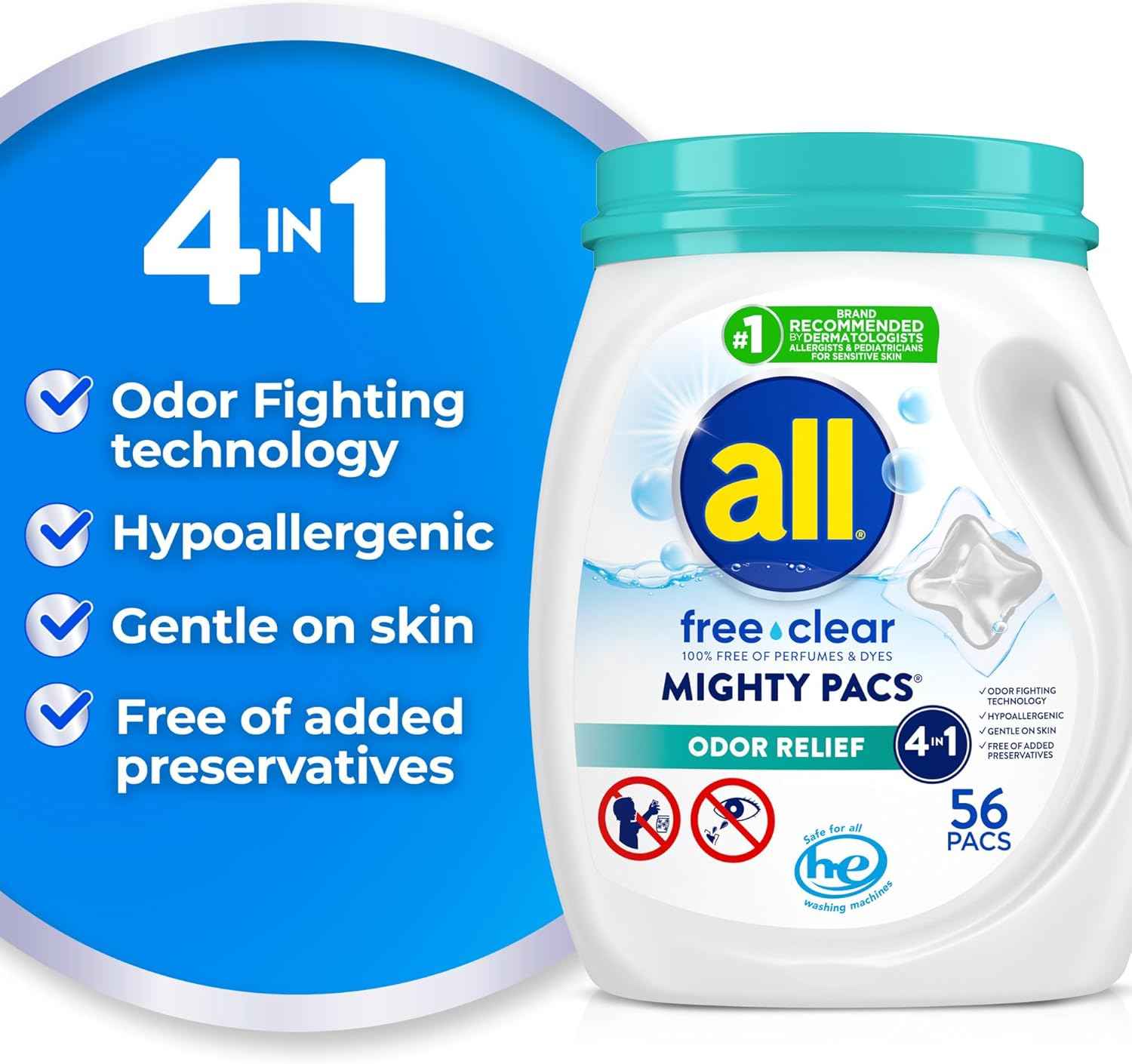 All Mighty Pacs Laundry Detergent – Pediatrician-Recommended Wash for Baby Clothes and Cloth Diapers