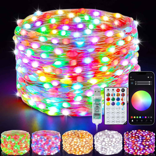 Surplife Waterproof LED String Lights 33Ft Color Changing – Patio, Garden, and Backyard Evening Ambiance with Music Sync