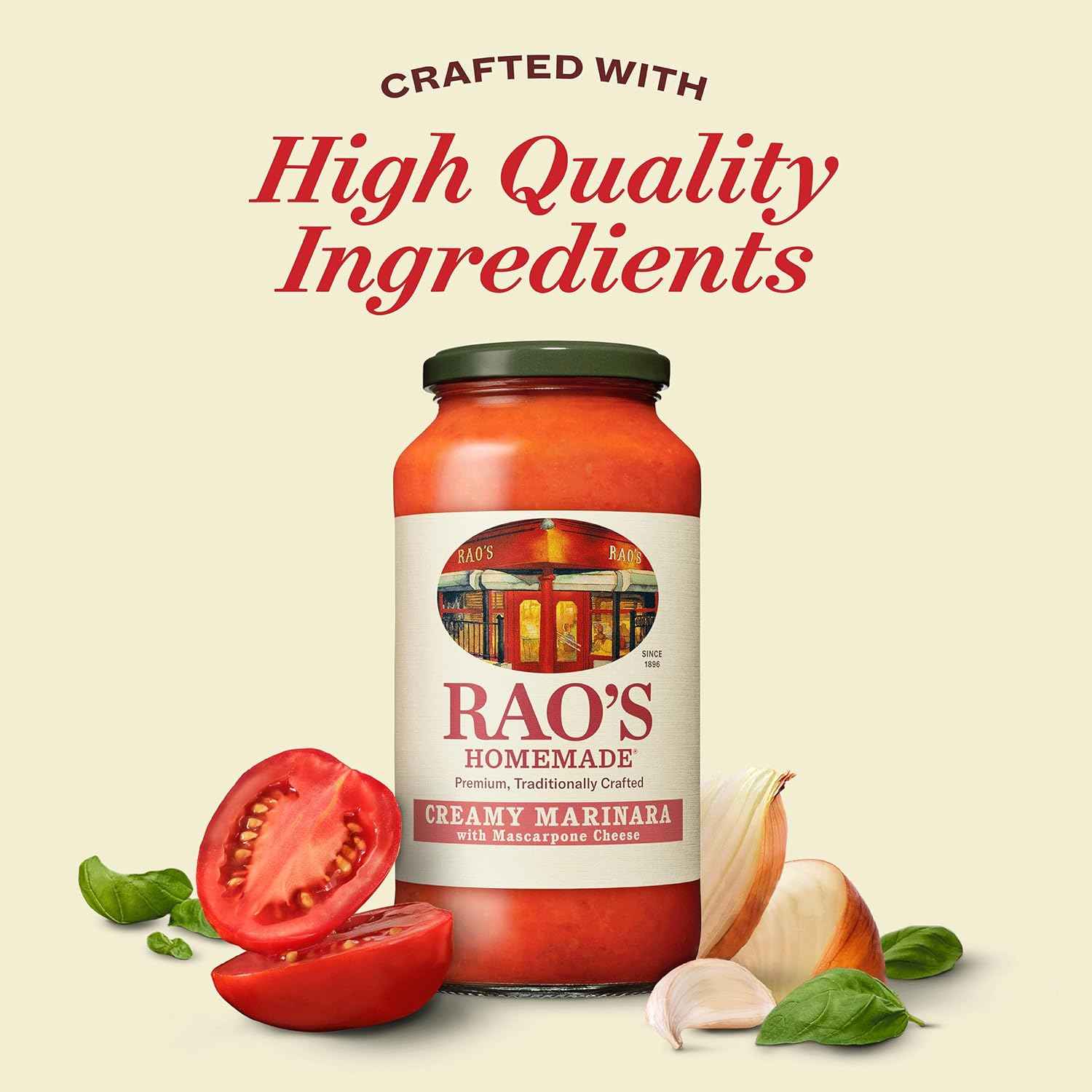 Rao's Homemade Creamy Mascarpone Marinara – No Added Sugar Keto-Friendly Pasta Sauce for Healthy Home Cooking, 24 oz