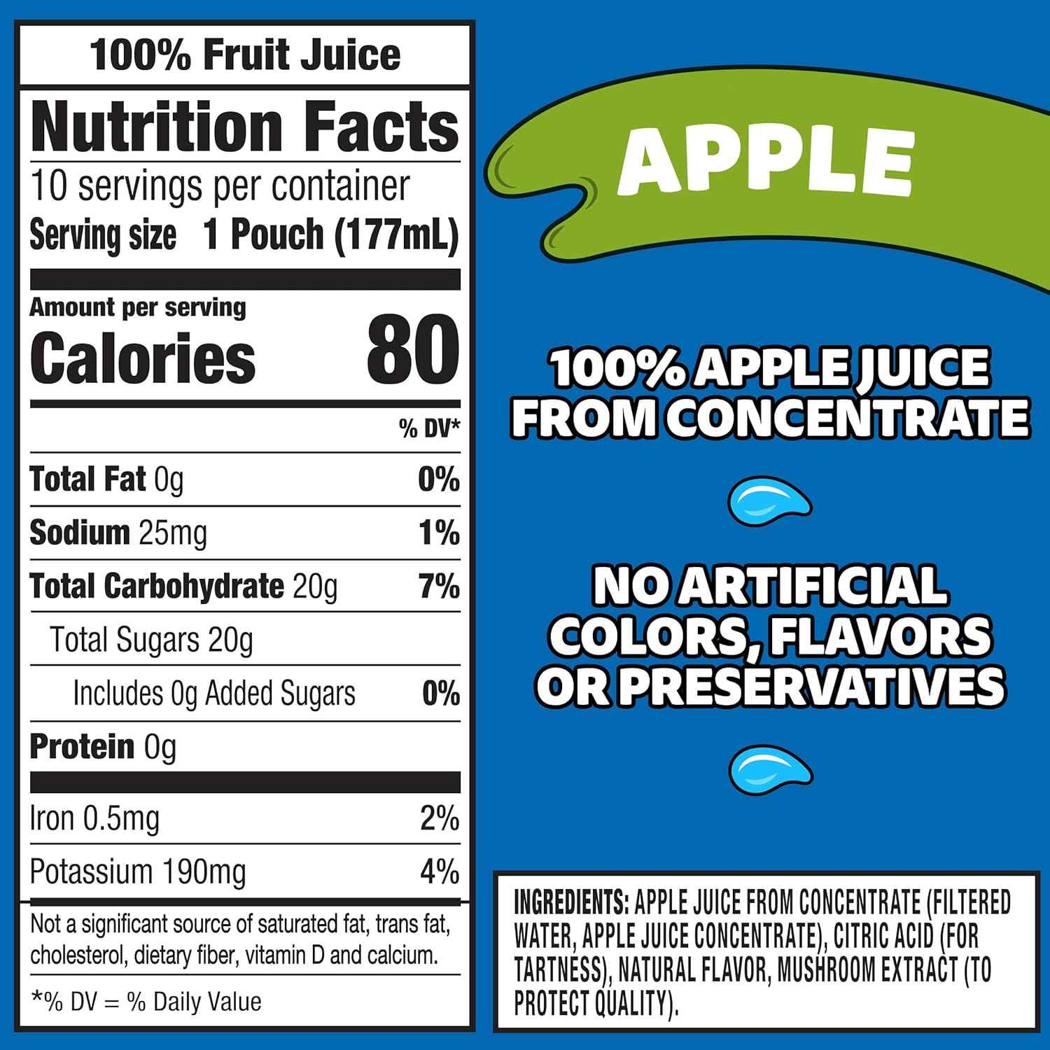 Capri Sun 100% Apple Juice Pouches – Worry-Free Individually Sealed Beverage for School Trips, 10 Boxes 6 fl oz