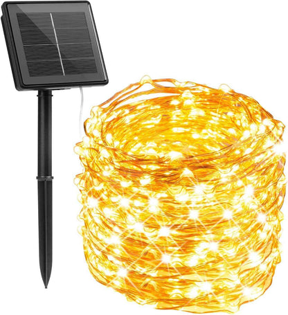 Minetom Solar String Lights, 33Ft 100 LED Thoughtful Birthday Gift for Her with Warm Glow Patio Ambiance