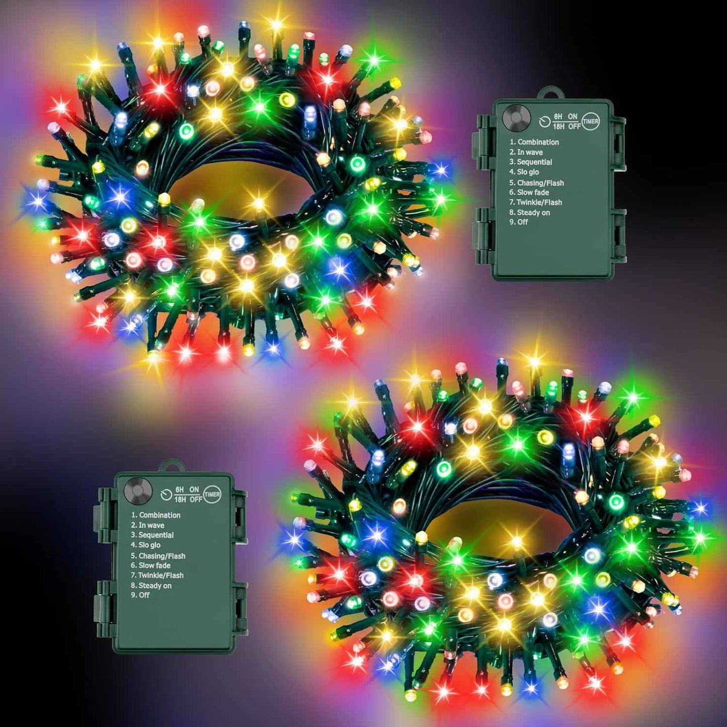 Lumabelle Battery String Lights – Portable Camping and Backyard Glow, 32.8ft 2-Pack Multicolor