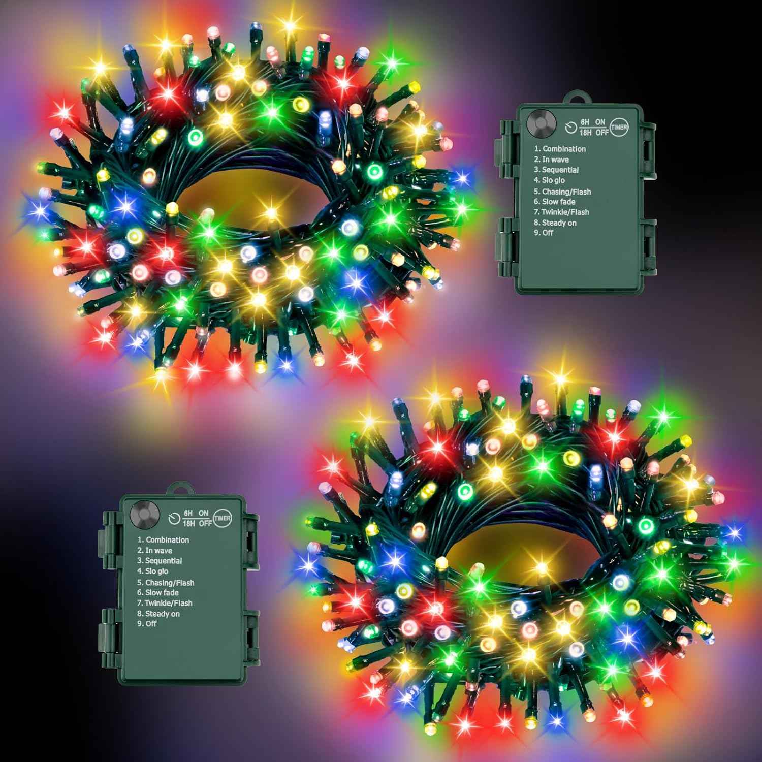 Lumabelle Battery String Lights – Portable Camping and Backyard Glow, 32.8ft 2-Pack Multicolor