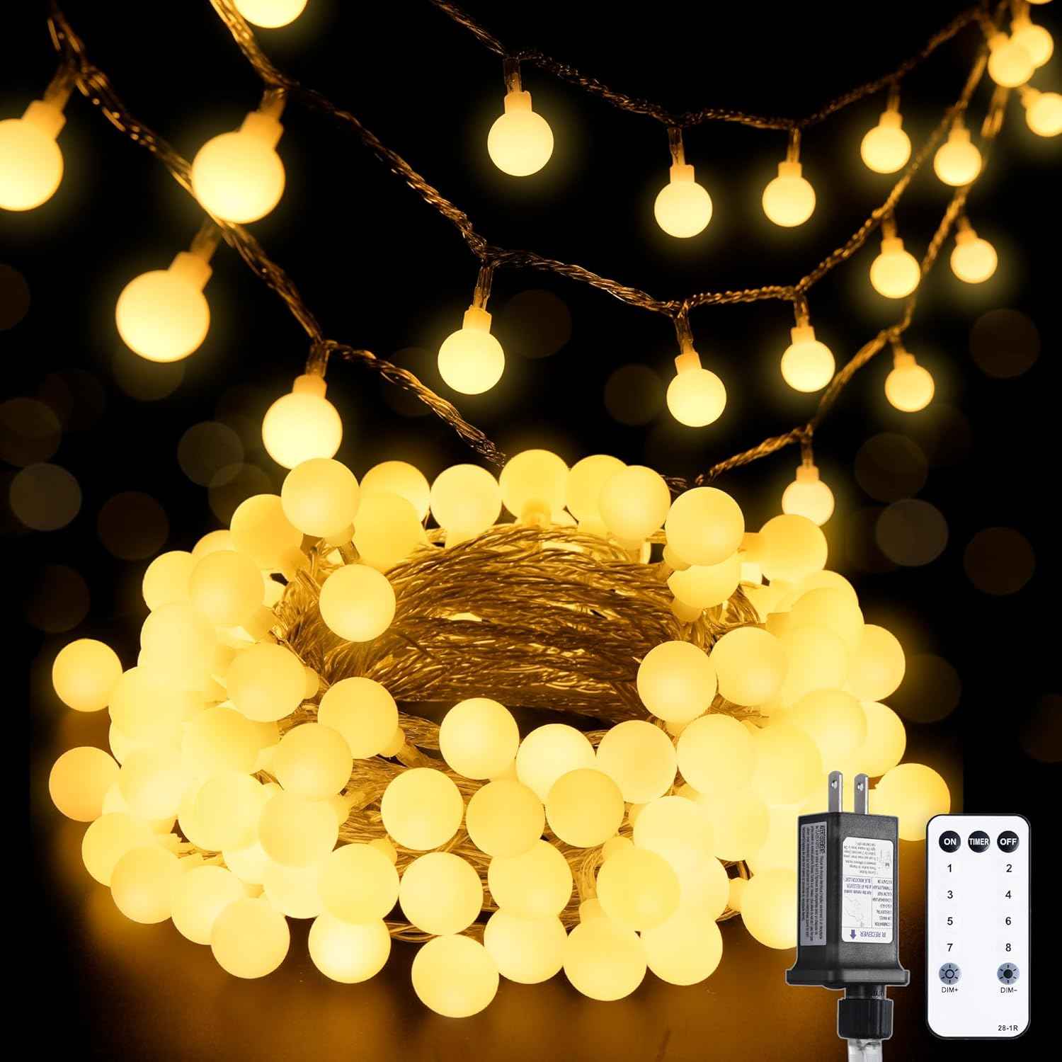 JMEXSUSS 100 LED Globe String Lights – Shatterproof Kids Room Decor, Safe Nursery and Playroom Lighting with Remote and Timer