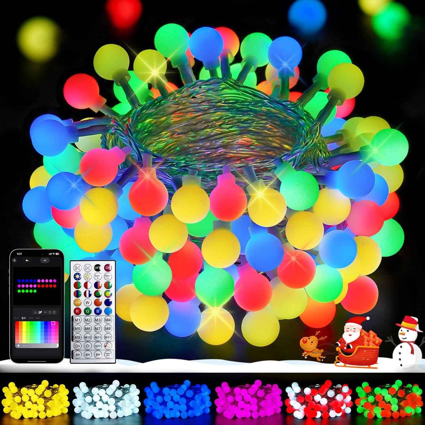 Lumify Home Color Changing Fairy Lights – 100 LED Globe String for Aesthetic Dorm Room and Apartment Ambiance with Music Sync