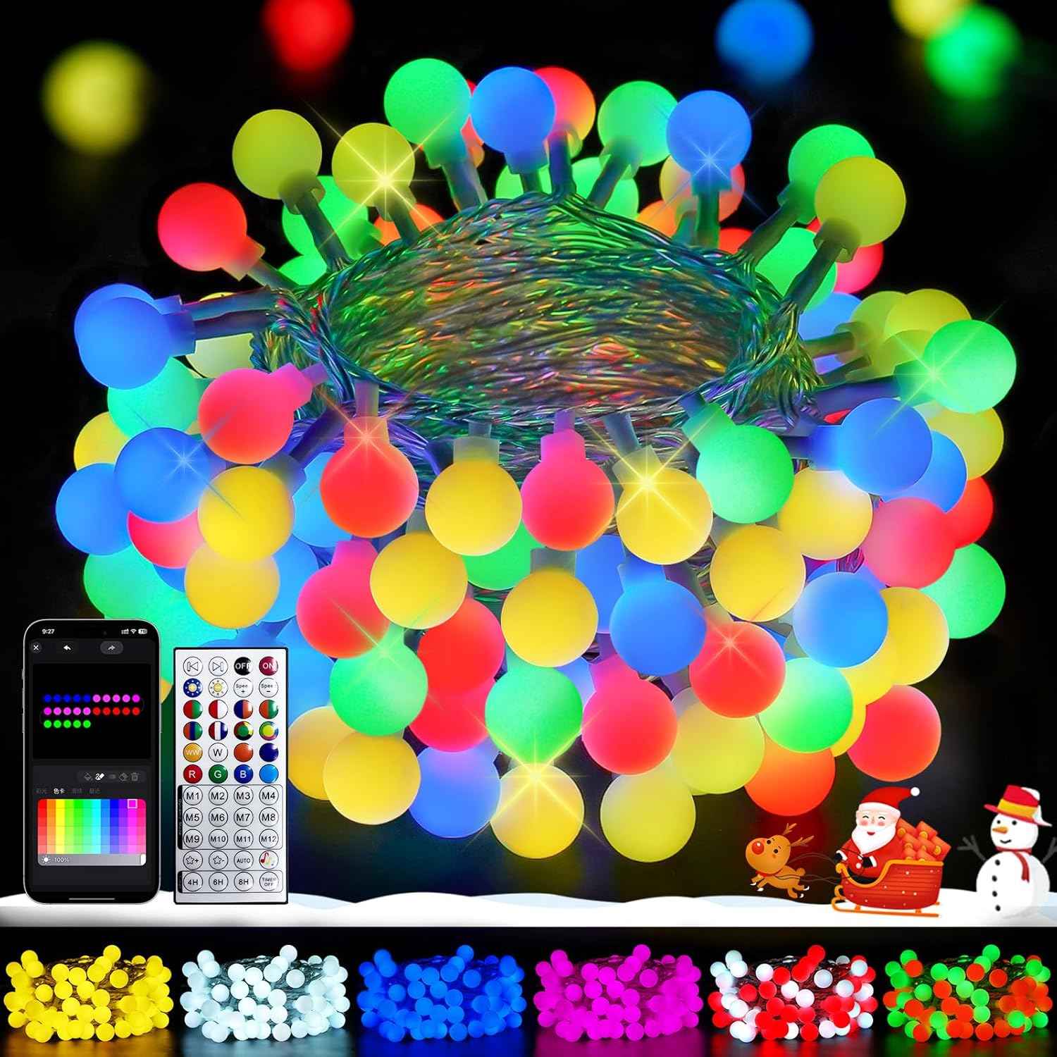 Lumify Home Color Changing Fairy Lights – 100 LED Globe String for Aesthetic Dorm Room and Apartment Ambiance with Music Sync