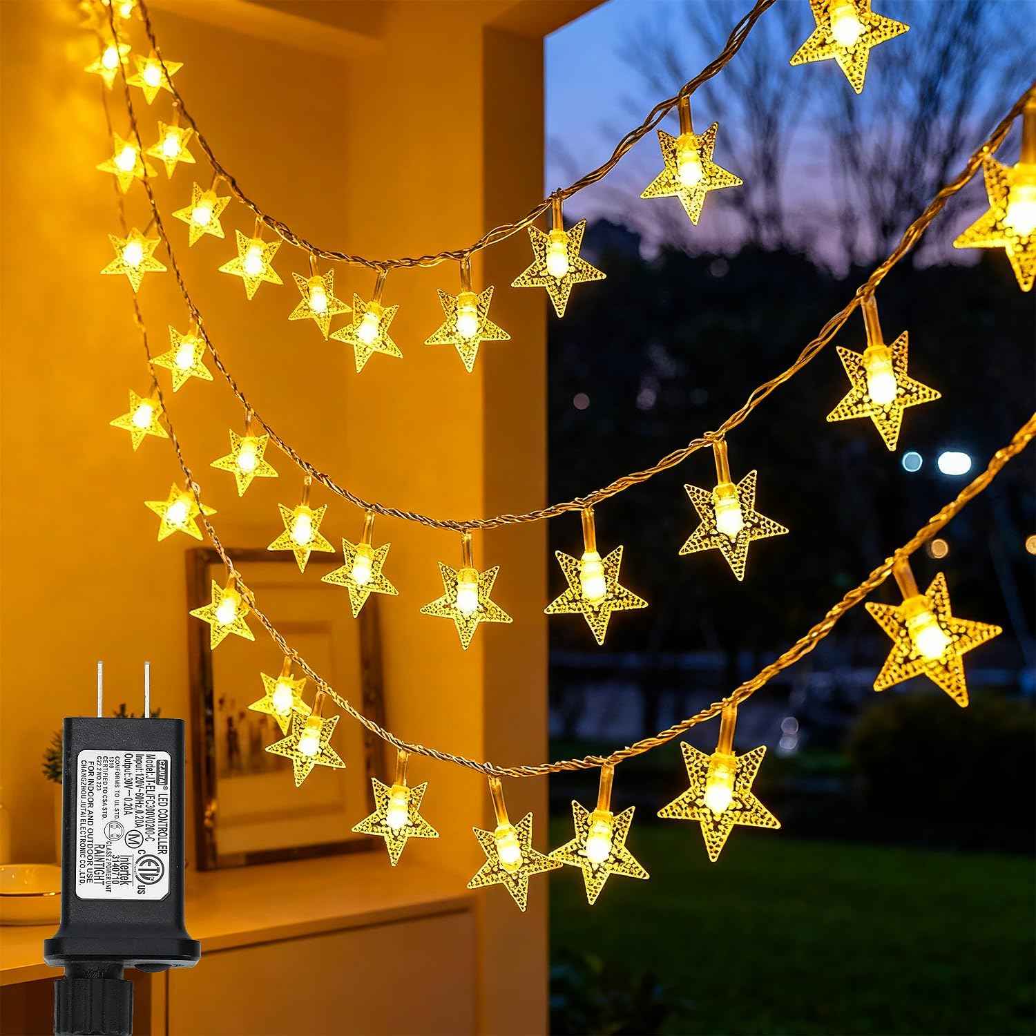 Twinkle Star 100 LED Star String Lights – Shatterproof, Cool-Touch Fairy Lights for Kids Bedroom, Nursery, and Playroom