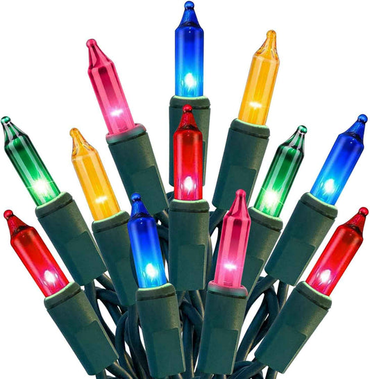 HISHINY Christmas Lights 100 Count Multicolor String Lights for Living Room Tree, Cozy Holiday Home Aesthetic, Green Wire Indoor Mini Lights 21 ft