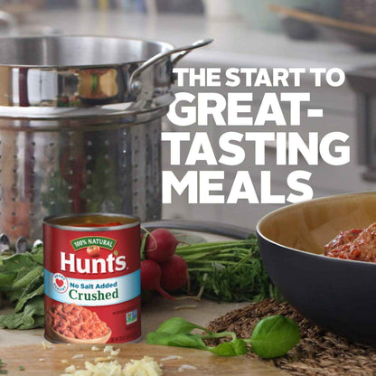 Hunt's Crushed Tomatoes No Salt Added – Ready-to-Use Sauce Base for Quick Weeknight Dinner Prep, 28 oz