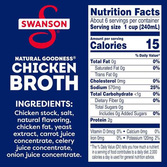 Swanson Natural Goodness Chicken Broth – Versatile Cooking Liquid for Soups Rice and Casseroles